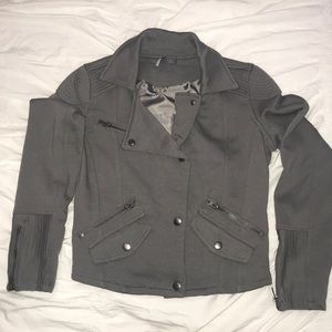 Sparkle & Fade Knit Moto Jacket in Grey